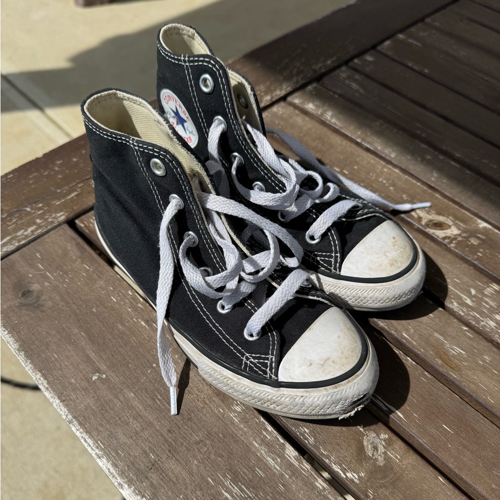 Converse Black and White Kids High-Top Canvas Sneakers